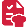 CalcMenu icon of a recipe book with utensils, representing standardized recipes across fleets.