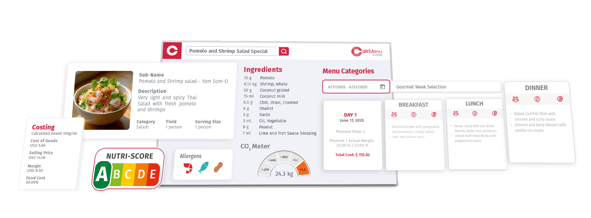 CalcMenu enables culinary schools and chefs to manage recipe costing, nutrition, allergens, and menus with data-driven software.